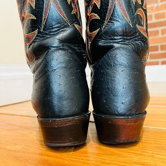 JUSTIN 8933 Made in USA Quill Ostrich Skin Western Cowboy Leather Boots Size 11 - Picture 9 of 16